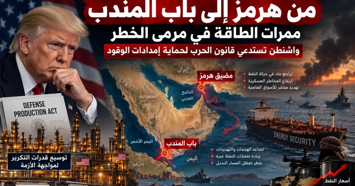ارتفاع مخاطر الملاحة عبر هرمز وباب المندب يدفع واشنطن لتعزيز الأمن الطاقي